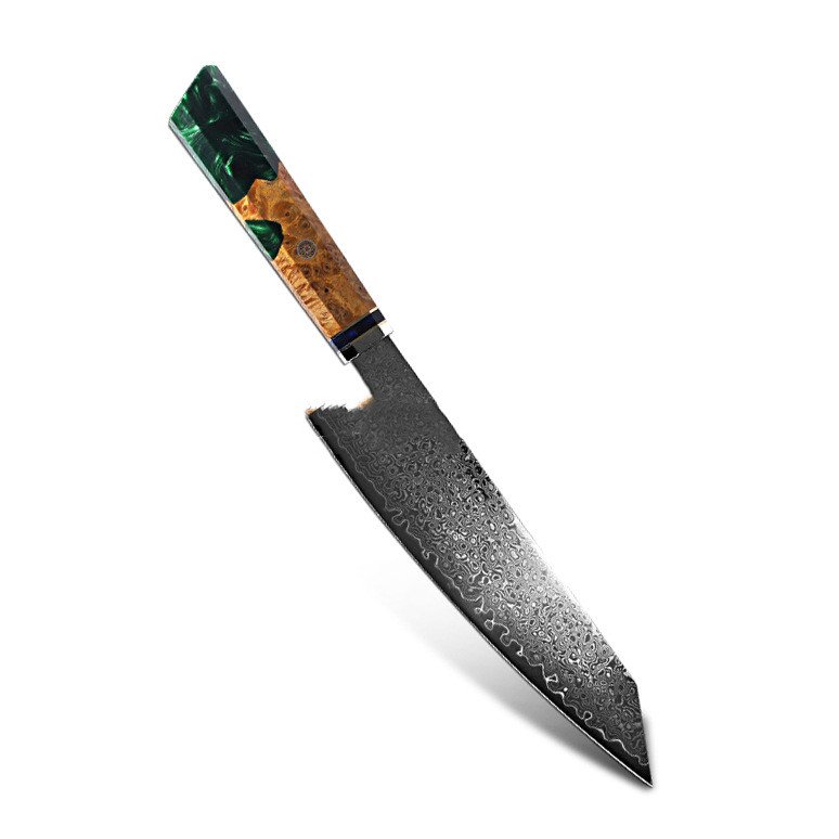 Chef's Knife For Japanese Cuisine In Damascus (Option: Green-34.7cm)