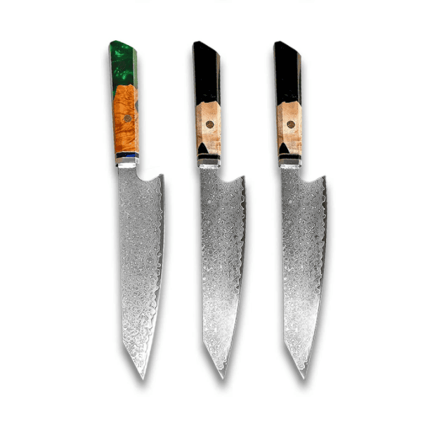 Chef's Knife For Japanese Cuisine In Damascus (Option: Green Black Black-34.7cm)
