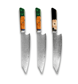 Chef's Knife For Japanese Cuisine In Damascus (Option: Green Green Black-34.7cm)