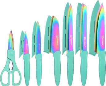 13 Piece Blue Non-Stick Stainless Steel Boxed Knives Set (Option: Style2)
