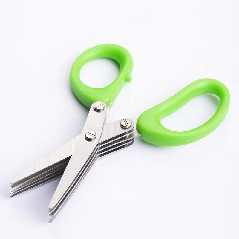 Multifunctional Multi-layer Kitchen Scissors Suitable For Cutting Onions, Vegetables And Spices (Color: Green)
