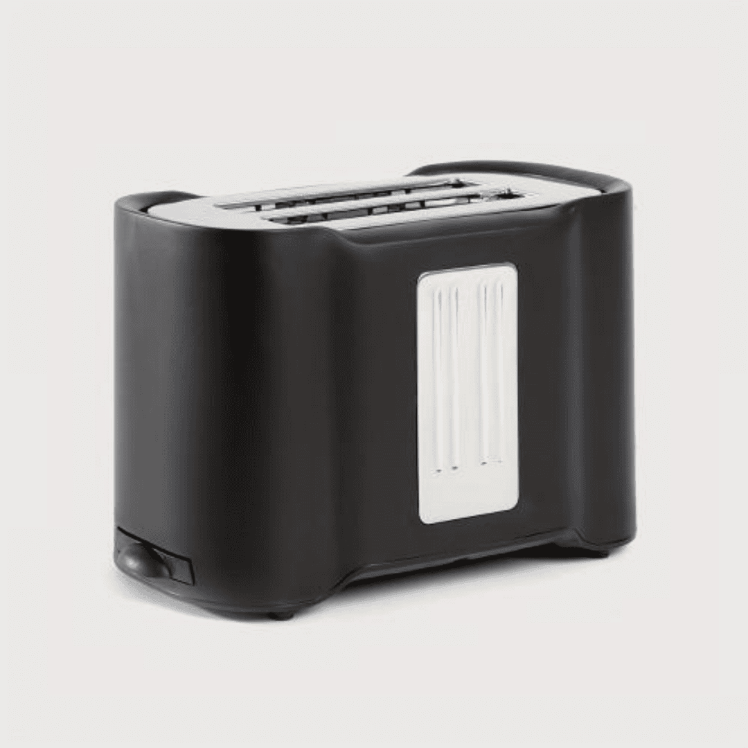 Two-piece Stainless Steel Wide Slot Easy To Clean Evenly Toasted Toaster (Color: Black)