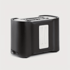 Two-piece Stainless Steel Wide Slot Easy To Clean Evenly Toasted Toaster (Color: Black)