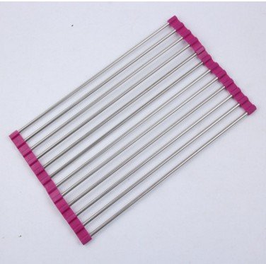 Folding Kitchen Drain Sink Rack Stainless Steel (Option: Pink-20 S)