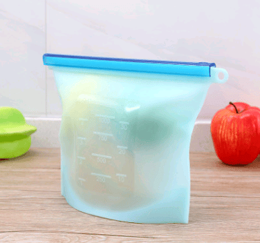 Silicone fresh-keeping bag vacuum sealed bag food  storage bag refrigerator food fruit storage bag (Option: Blue-1000ml)