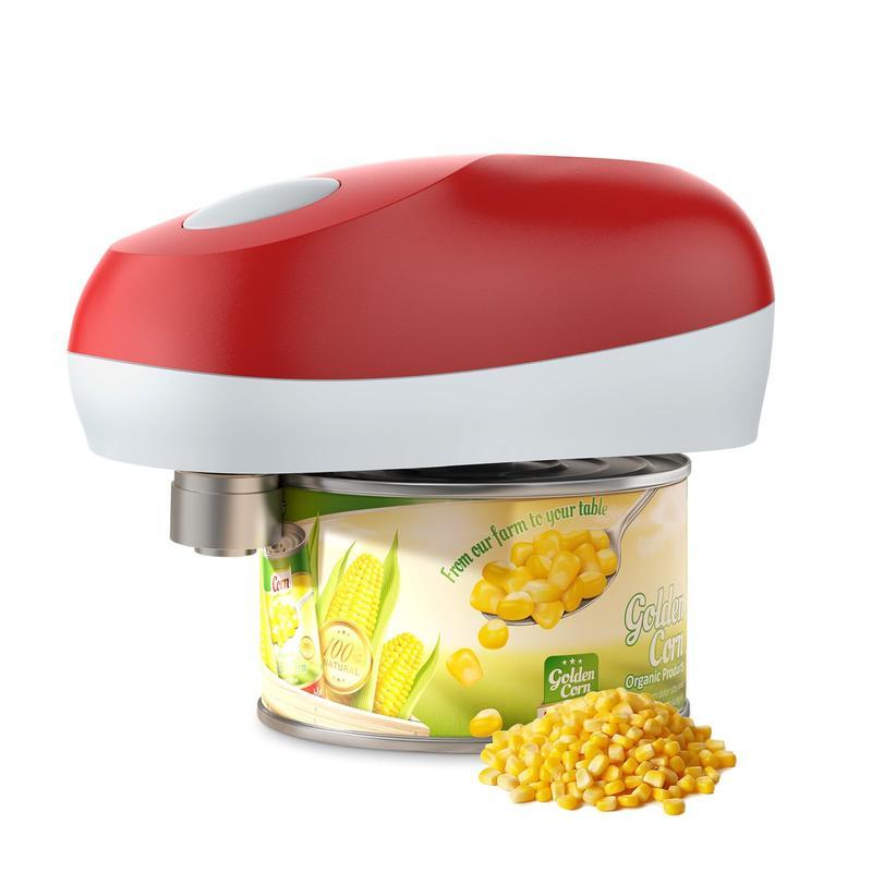Osnell's New Hands-free Electric Can Opener Automatically Opens Any Size Can With One Button. The Edge Is Smooth And Safe. The Best Gift For Chef (Option: Red white)