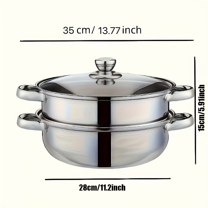 High Quality Stainless Steel Steamer Set - Double-layer Thickened Design, Suitable For Induction Cookers And Gas Stoves - Perfect For Cooking And (Option: 2Layer)