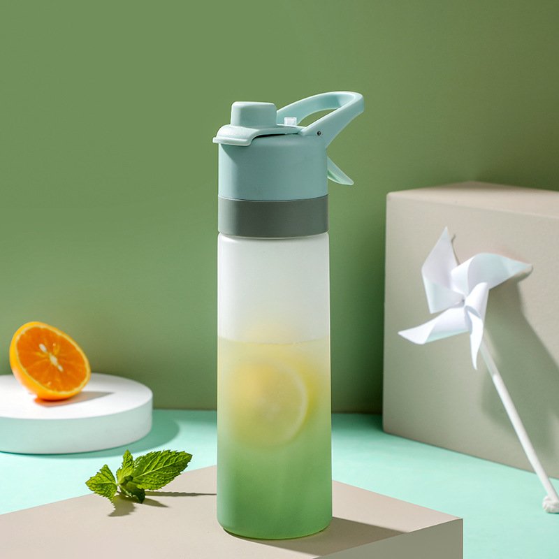 Spray Water Bottle For Girls Outdoor Sport Fitness Water Cup Large Capacity Spray Bottle Drinkware Travel Bottles Kitchen Gadgets (Color: Green)
